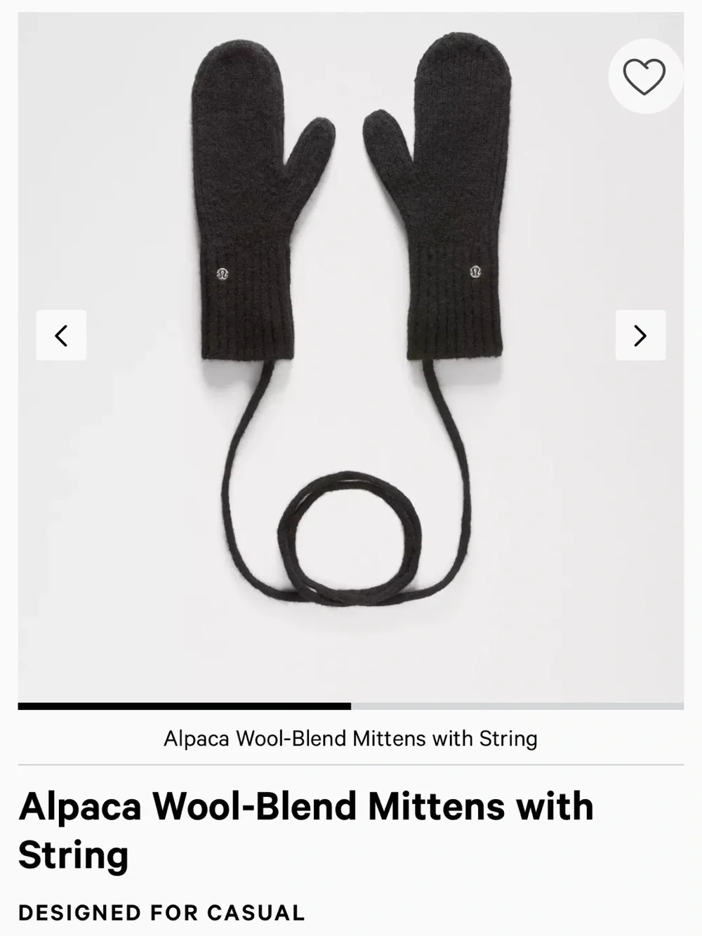 Lululemon Light Gray Ribbed Mittens with String Alpaca Wool Blend